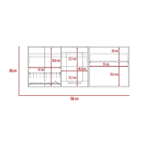 Mueble Superior de Cocina Hasselt Gris y Rovere 150x60cm con Tres Puertas con Locero y con Espacio para Microondas - Muebles Superiores | Bylmo