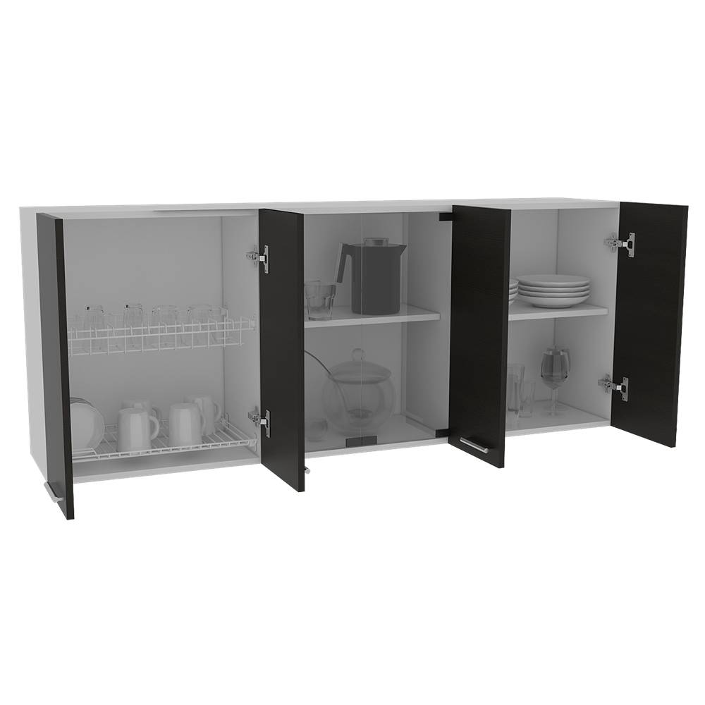 Mueble Superior con Seis Puertas Wengue y Blanco 150 cm - Cocinas | Bylmo