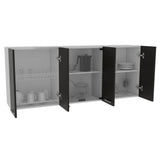 Mueble Superior con Seis Puertas Wengue y Blanco 150 cm - Cocinas | Bylmo