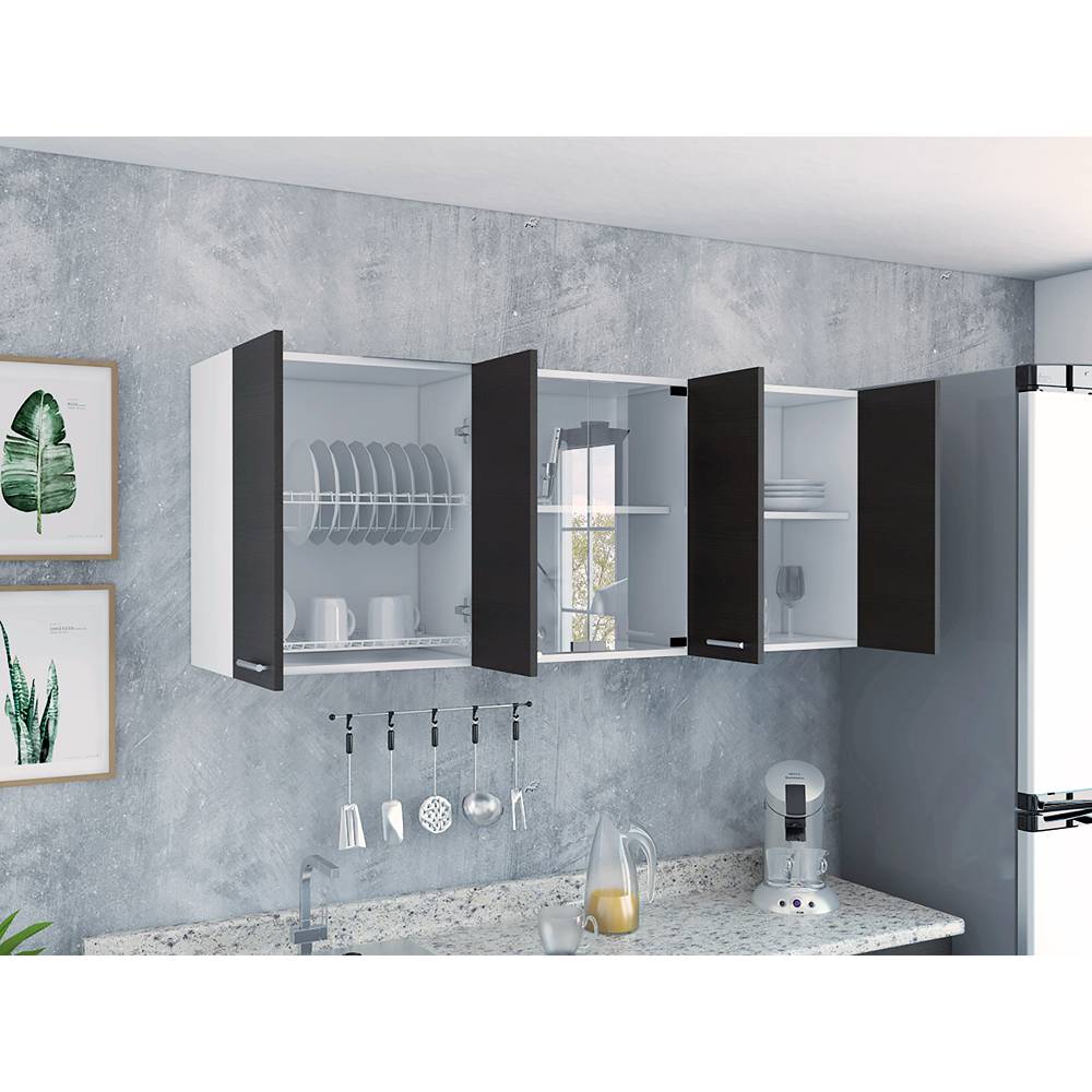 Mueble Superior con Seis Puertas Wengue y Blanco 150 cm - Cocinas | Bylmo