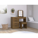 Tocador Kaia Caramelo 100x126.7cm con Cuatro Cajones y con Espejo - Cajoneras | Bylmo