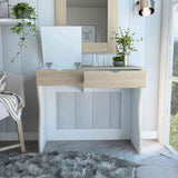 Tocador Perla Rovere y Blanco 90x40cm de Un Puesto con Un Cajón - Cajoneras | Bylmo