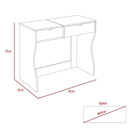 Tocador Perla Rovere y Blanco 90x40cm de Un Puesto con Un Cajón - Cajoneras | Bylmo
