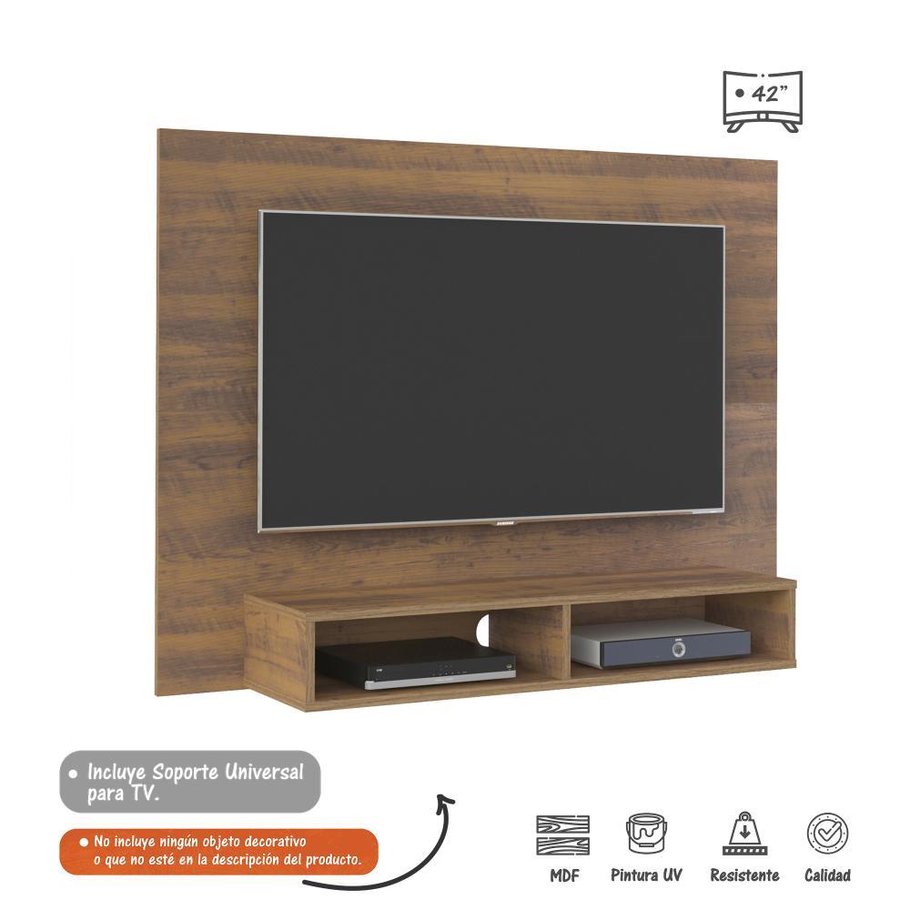 Panel de TV Pino 120x89cm Para TV Hasta 42 Pulgadas sin Cajones y con Ranuras para Cables - Muebles para TV | Bylmo