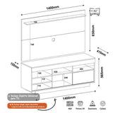 Combo Mueble y Panel de TV Roma Canela y Amarillo 140x139cm para TV Hasta 42 Pulgadas con Ranuras para Cables y con Siete Compartimientos - Muebles para TV | Bylmo