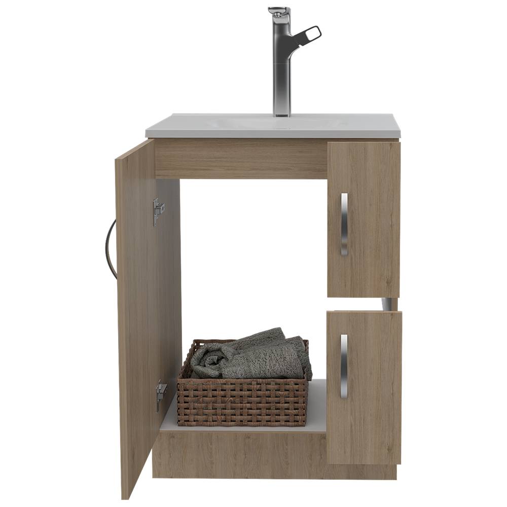 Mueble para Lavamanos Vanguard Rovere 60x86cm Individual con Lavamanos con Dos Cajones - Gabinetes | Bylmo