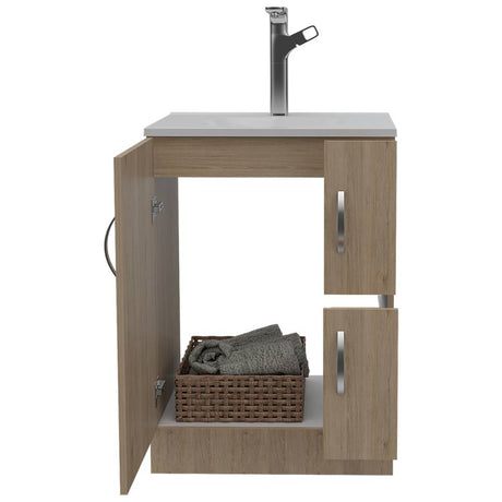 Mueble para Lavamanos Vanguard Rovere 60x86cm Individual con Lavamanos con Dos Cajones - Gabinetes | Bylmo