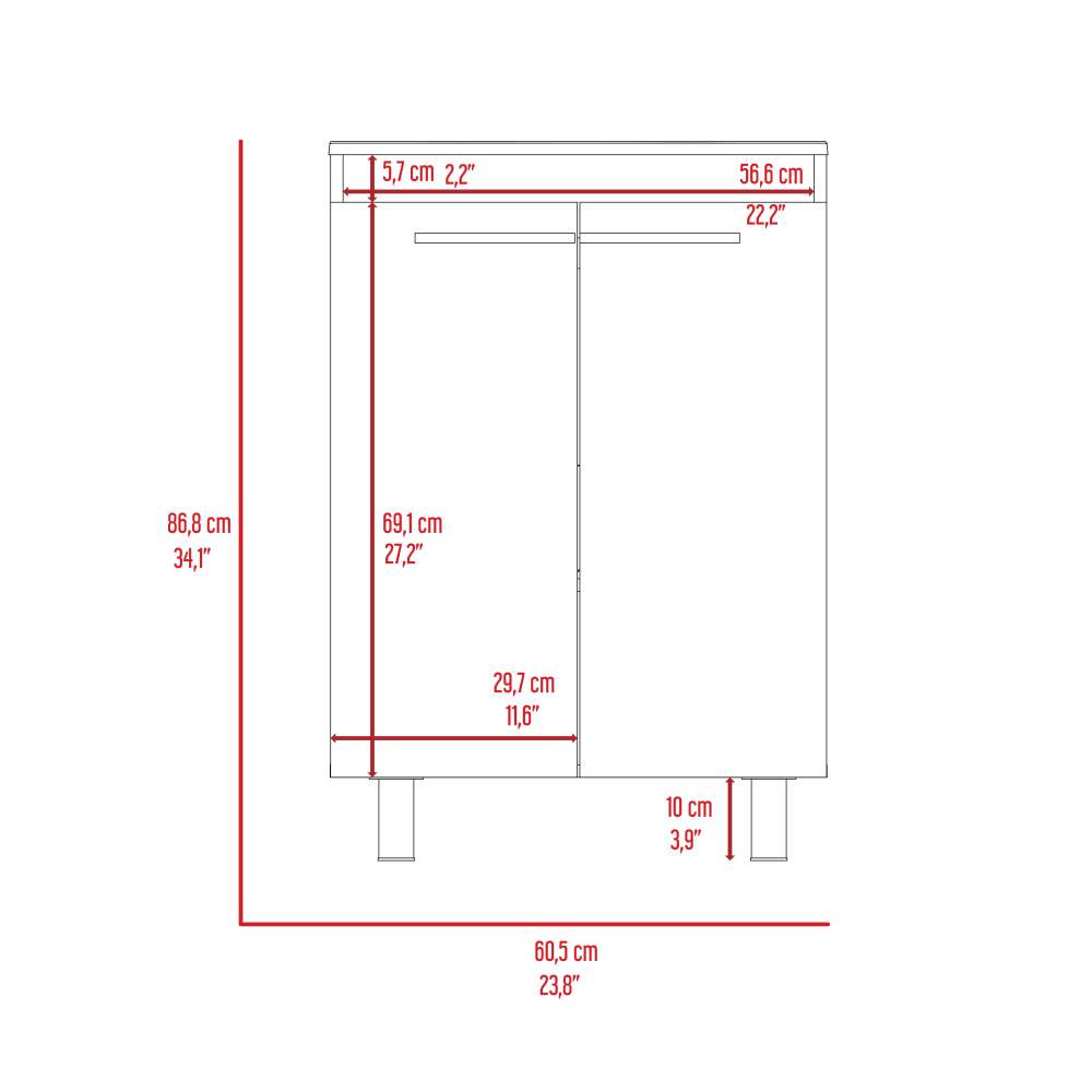Mueble Khari Blanco 60 cm con Dos Puertas - Gabinetes | Bylmo