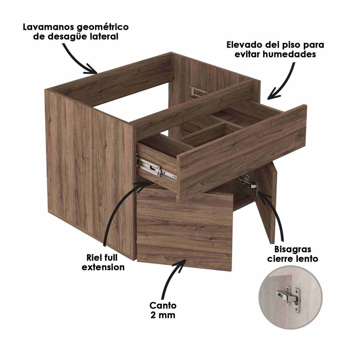 Mueble para Baño Macao Life Gracia y Sikuani 63 cm Flotante con Lavamanos Bari - Muebles para Baño | Bylmo
