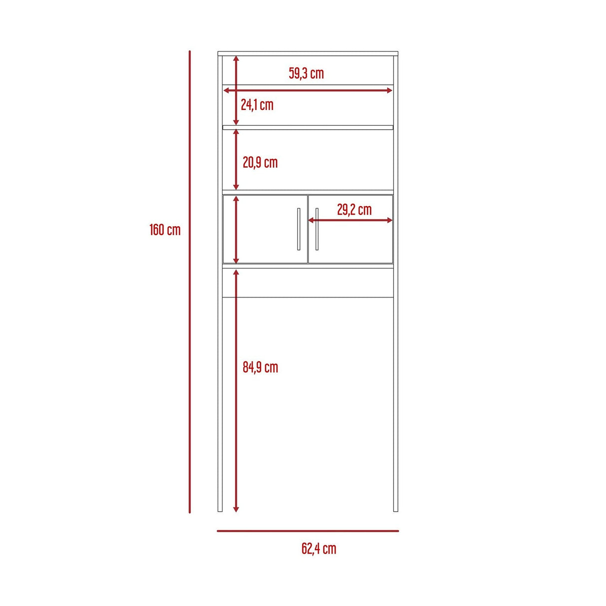 Optimizador de Baño BiColor Duna 62x160cm sin Cajones y con Un Entrepaño - Muebles para Baño | Bylmo