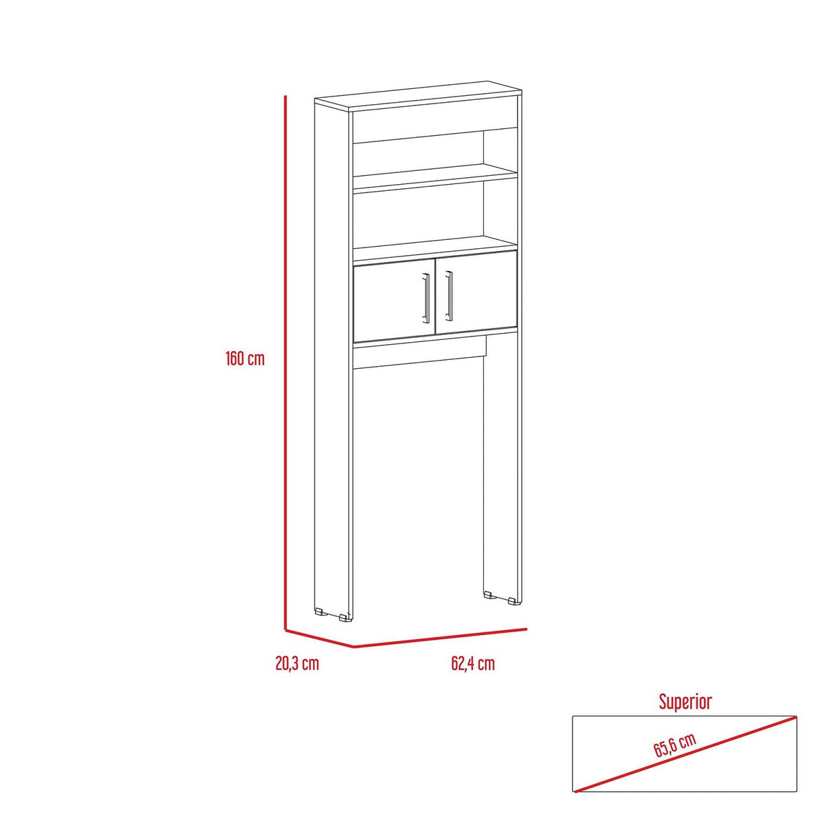 Optimizador de Baño BiColor Duna 62x160cm sin Cajones y con Un Entrepaño - Muebles para Baño | Bylmo