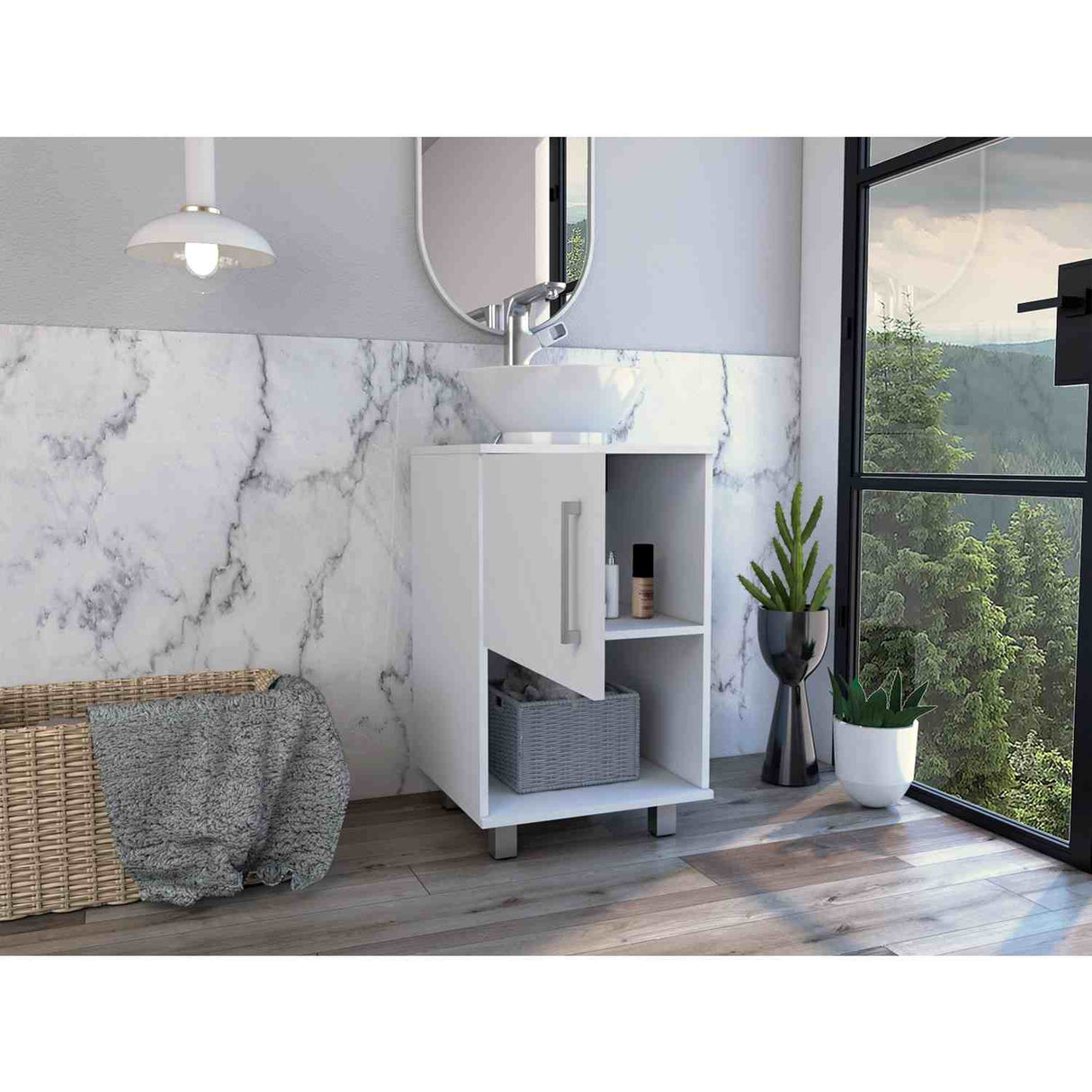Mueble para Lavamanos Gouda Blanco 45x89cm Individual con Lavamanos con Una Puerta - Muebles para Baño | Bylmo