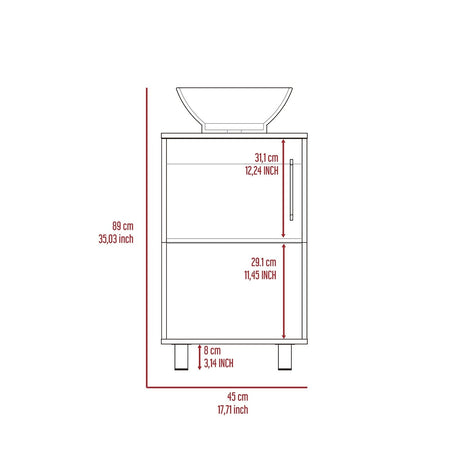 Mueble para Lavamanos Gouda Wengue 45x89cm Individual con Lavamanos con Una Puerta - Muebles para Baño | Bylmo