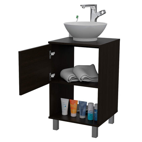Mueble para Lavamanos Gouda Wengue 45x89cm Individual con Lavamanos con Una Puerta - Muebles para Baño | Bylmo