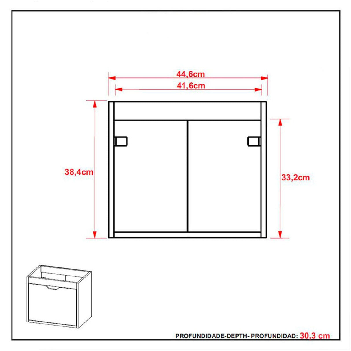 Mueble para Lavamanos Graz Teca y Blanco 45x38cm Individual con Lavamanos y con con Una Puerta - Muebles para Baño | Bylmo