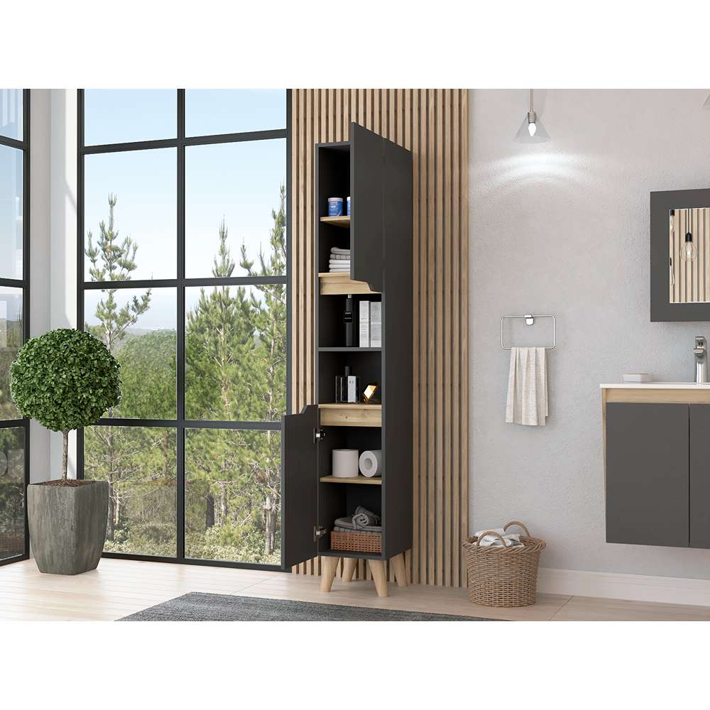Mueble para Baño Laurent Plomo 30 cm con Dos Puertas y Entrepaños - Muebles para Baño | Bylmo