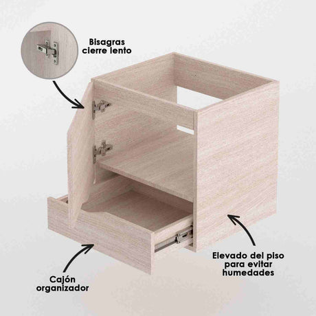 Mueble para Baño Valdez Soder y Mali 48 cm Flotante con Lavamanos Rio - Muebles para Baño | Bylmo