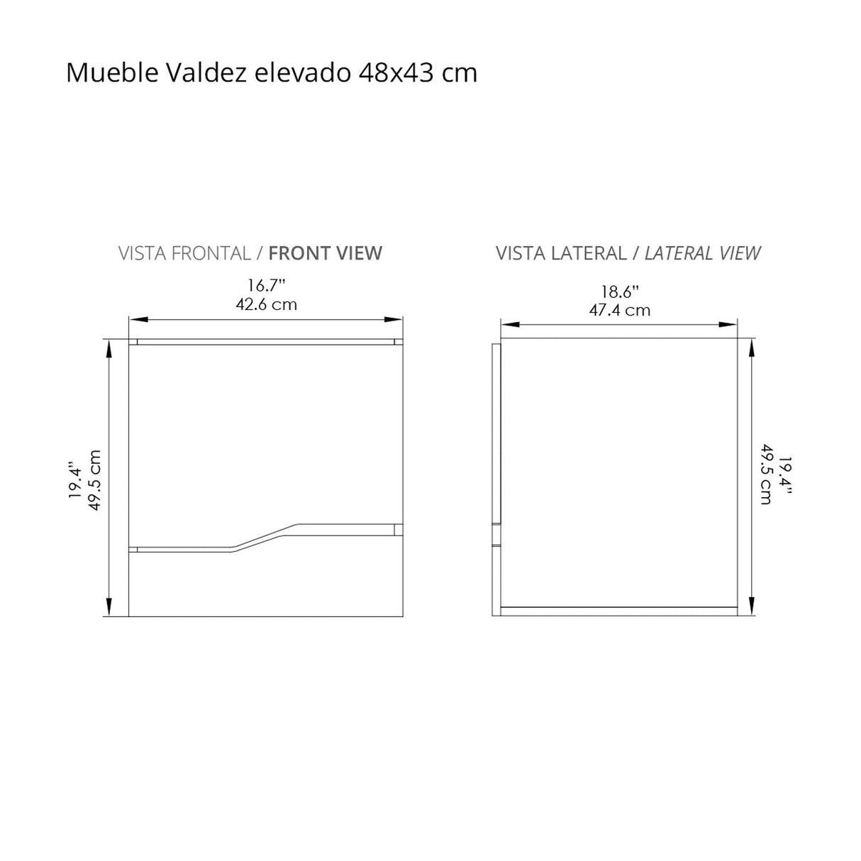 Mueble para Baño Siena Valdez Soder y Mali 48 cm Flotante con Lavamanos - Muebles para Baño | Bylmo