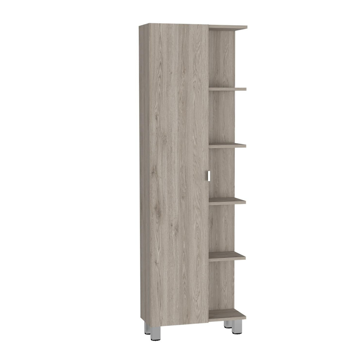 Mueble para Baño Esquinero Urano Ceniza 51x158cm sin Cajones y con Cuatro Entrepaños - Muebles para Baño | Bylmo