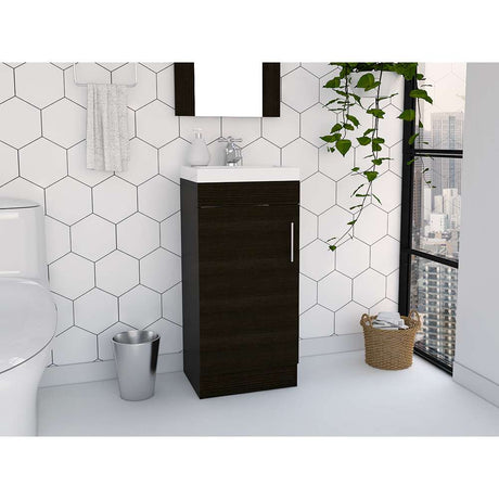 Mueble para Lavamanos Madrid Wengue 40x88cm Individual con Lavamanos con Una Puerta - Gabinetes | Bylmo
