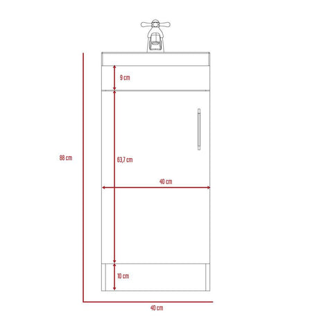 Mueble para Lavamanos Madrid Wengue 40x88cm Individual con Lavamanos con Una Puerta - Gabinetes | Bylmo