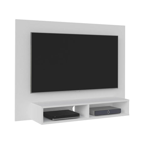 Panel de TV Blanco 120x89cm Para TV Hasta 42 Pulgadas sin Cajones y con Ranuras para Cables - Muebles para TV | Bylmo