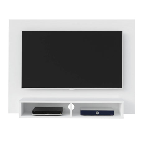 Panel de TV Blanco 120x89cm Para TV Hasta 42 Pulgadas sin Cajones y con Ranuras para Cables - Muebles para TV | Bylmo