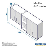 Mueble Superior con Cuatro Puertas Sochi Amber 150 cm - Cocinas | Bylmo