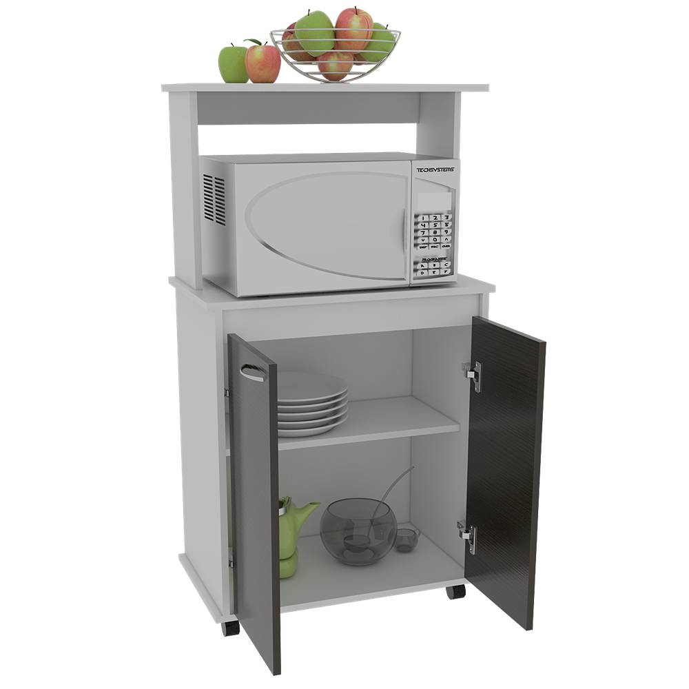Mueble Auxiliar Italia Blanco y Wengue 63 cm con Dos Puertas y Entrepaño - Muebles Organizadores | Bylmo