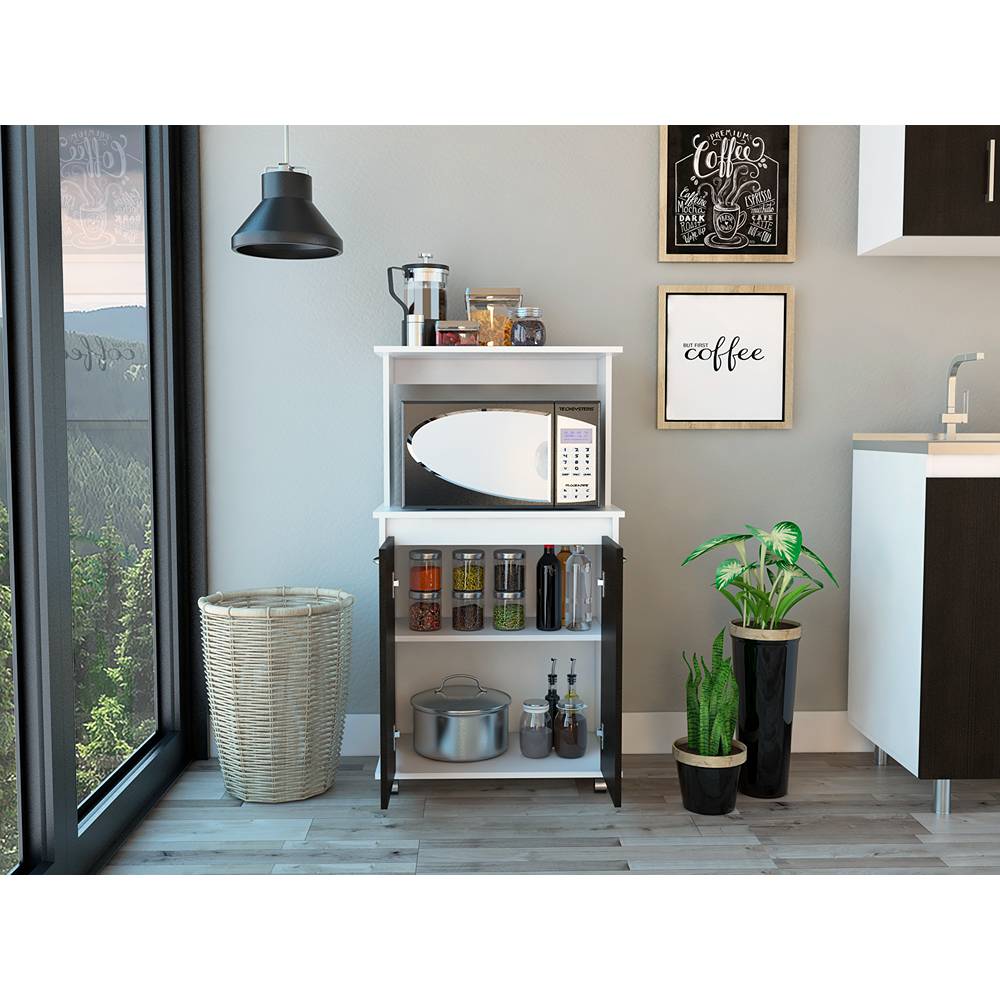 Mueble Auxiliar Italia Blanco y Wengue 63 cm con Dos Puertas y Entrepaño - Muebles Organizadores | Bylmo