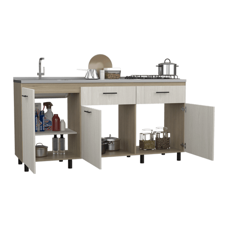 Mueble Inferior Gante Rovere 180x51.3cm con Mesón de Acero Inoxidable y con Pozuelo Lado Izquierdo - Muebles Inferiores | Bylmo