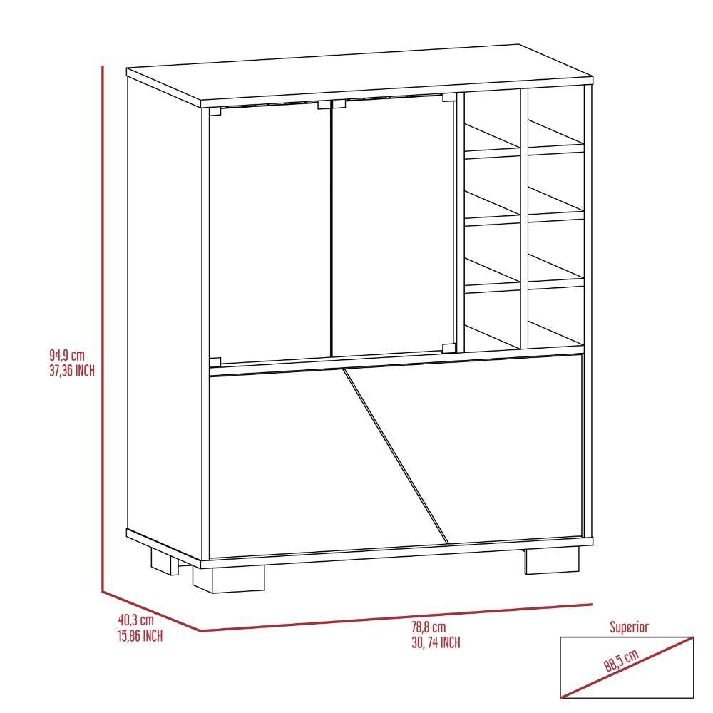 Bar Fraktal Habano y Miel 78 cm con Puertas de Vidrio - Bares | Bylmo