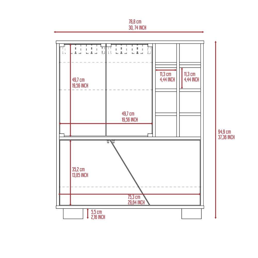 Bar Fraktal Habano y Miel 78 cm con Puertas de Vidrio - Bares | Bylmo