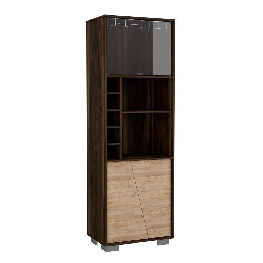 Bar Fraktal Habano y Miel 60 cm con Puertas de Vidrio - Bares | Bylmo