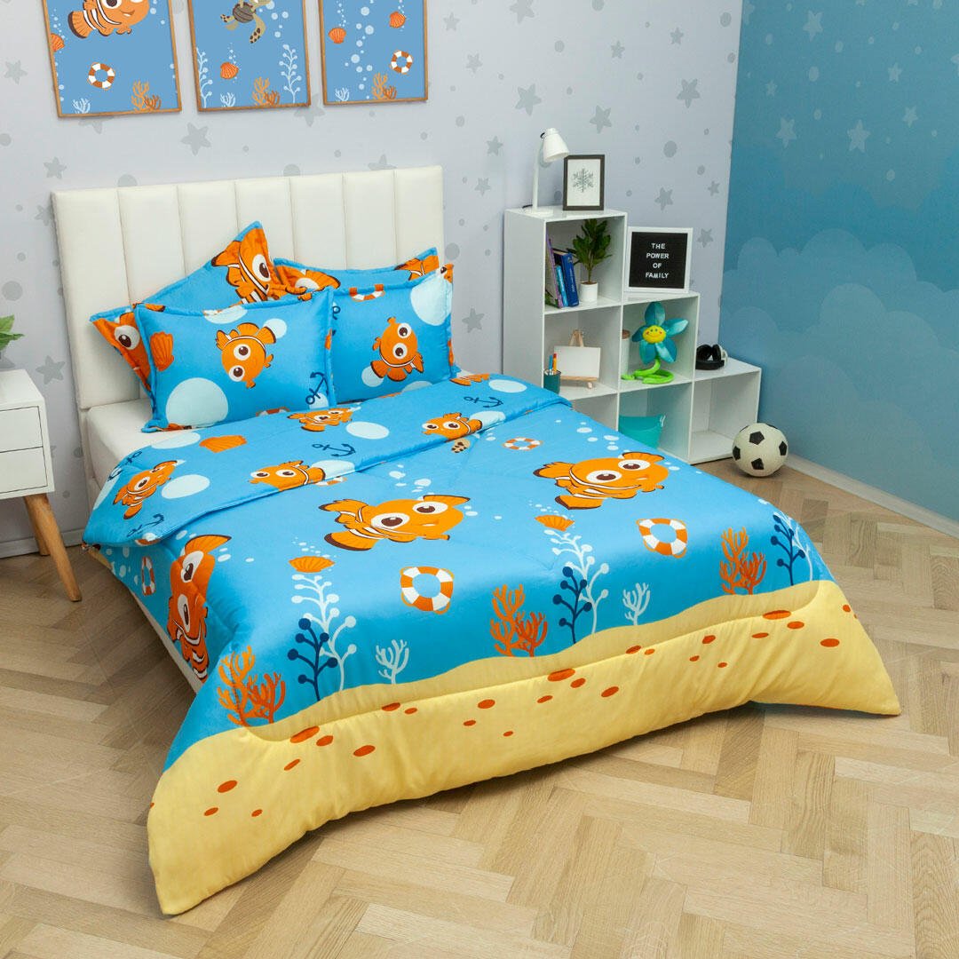 Cubrelecho Acolchado Infantil Azul para Cama Doble 140 X 190 Cm Doble Faz de Nemo - Otros textiles | Bylmo