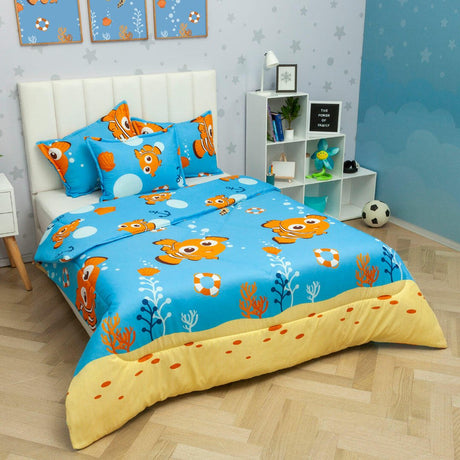 Cubrelecho Acolchado Infantil Azul para Cama Sencillo 100 X 190 Cm de Nemo - Otros textiles | Bylmo