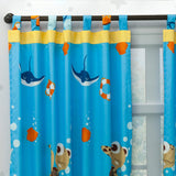 Combo Juego de Sabanas y Cortina Infantil Azul Semidoble 120 X 190 Cm de Oceano - Ropa de Cama | Bylmo