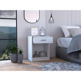 Mesa de Noche Eco Blanco 42 cm con Un Cajón - Mesas de Noche | Bylmo