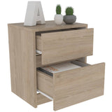 Mesa de Noche Trivor Plus Rovere 40 cm con Dos Cajones - Mesas de Noche | Bylmo