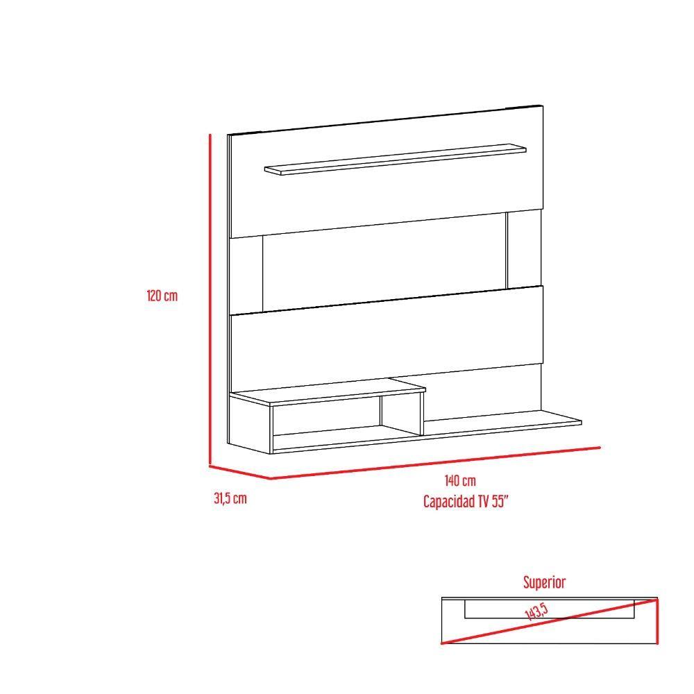 Panel de TV Beijing Wengue 140x120cm Para TV Hasta 55 Pulgadas sin Cajones - Muebles para TV | Bylmo