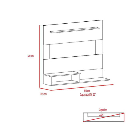 Panel de TV Beijing Wengue 140x120cm Para TV Hasta 55 Pulgadas sin Cajones - Muebles para TV | Bylmo