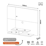 Panel de TV Jet Plus Blanco y Almendra 120x89cm Para TV Hasta 42 Pulgadas sin Cajones y con Ranuras para Cables - Muebles para TV | Bylmo