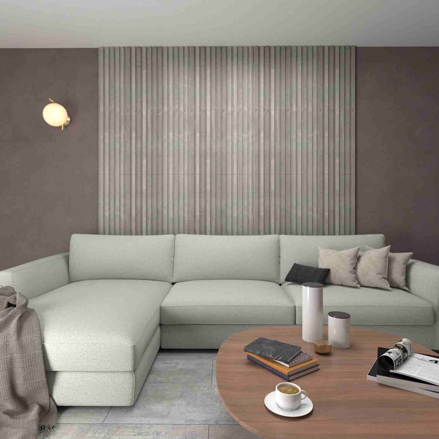 Set x 2 Paneles Ranurados 3D PanelArt Cemento - Paneles de Pared | Bylmo
