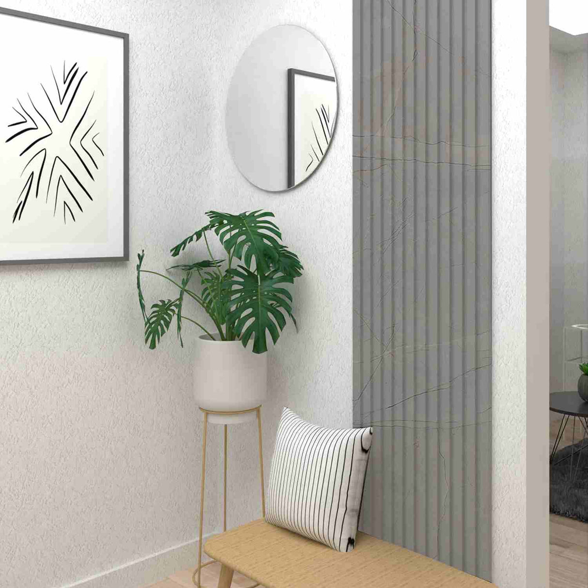 Set x 2 Paneles Ranurados 3D PanelArt Cemento - Paneles de Pared | Bylmo