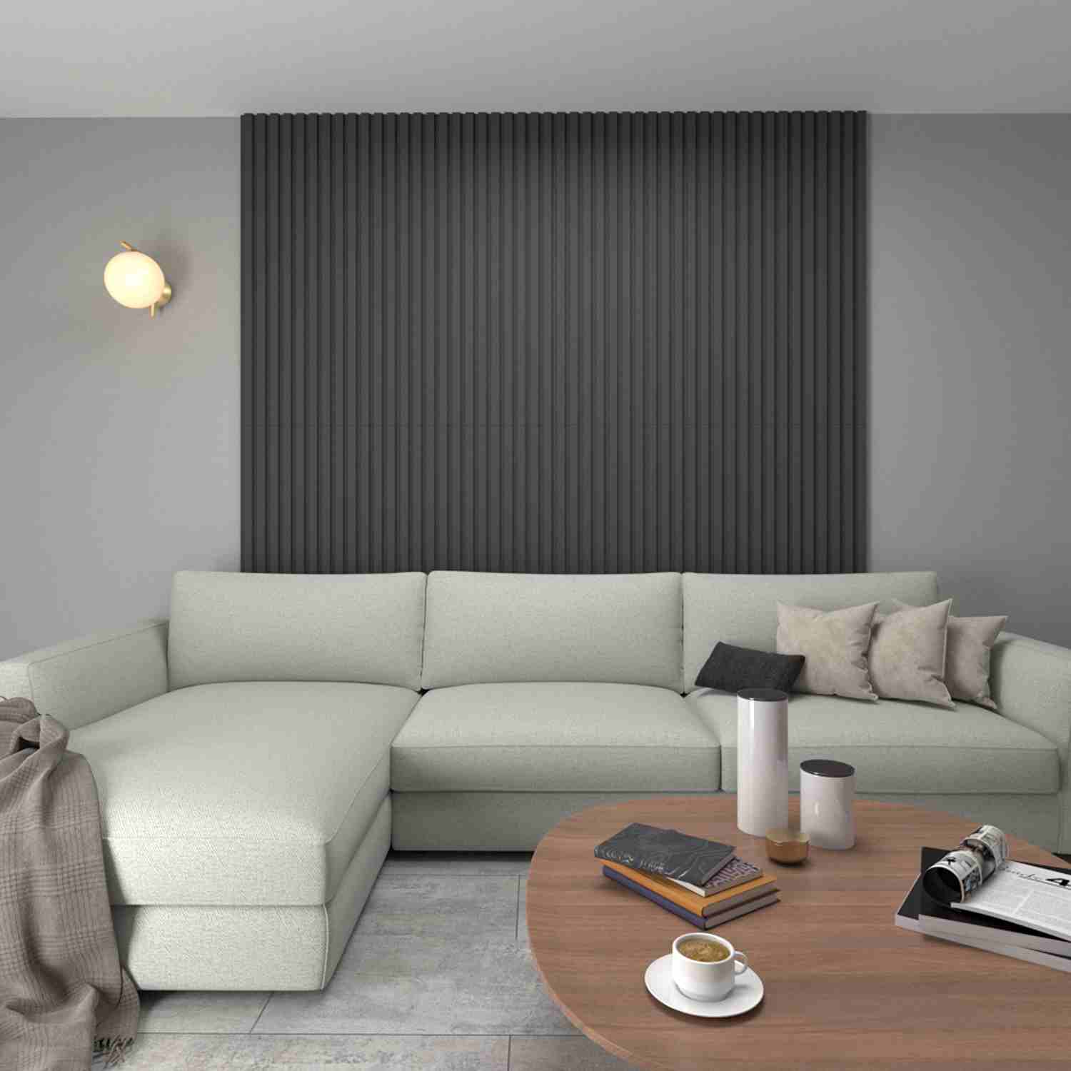 Set x 2 Paneles Ranurados 3D PanelArt Plomo - Paneles de Pared | Bylmo