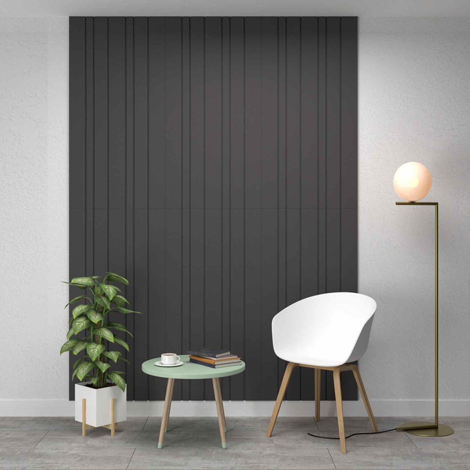 Panel Ranurado X 2 60 cm Plomo Decorativo - Paneles de Pared | Bylmo