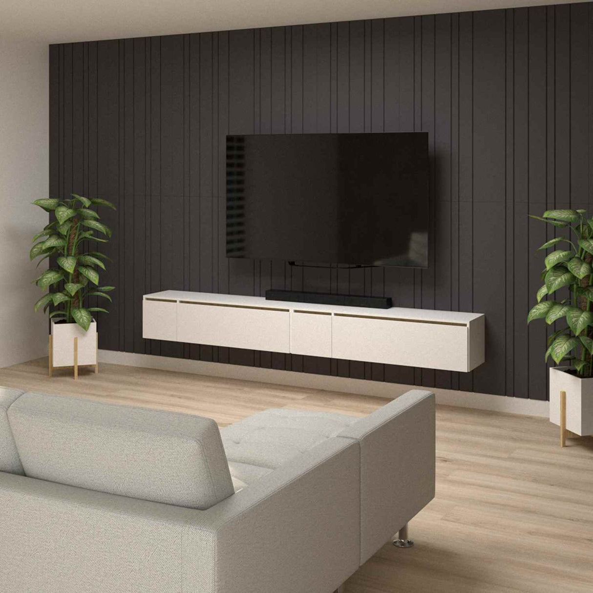 Panel Ranurado X 2 60 cm Plomo Decorativo - Paneles de Pared | Bylmo