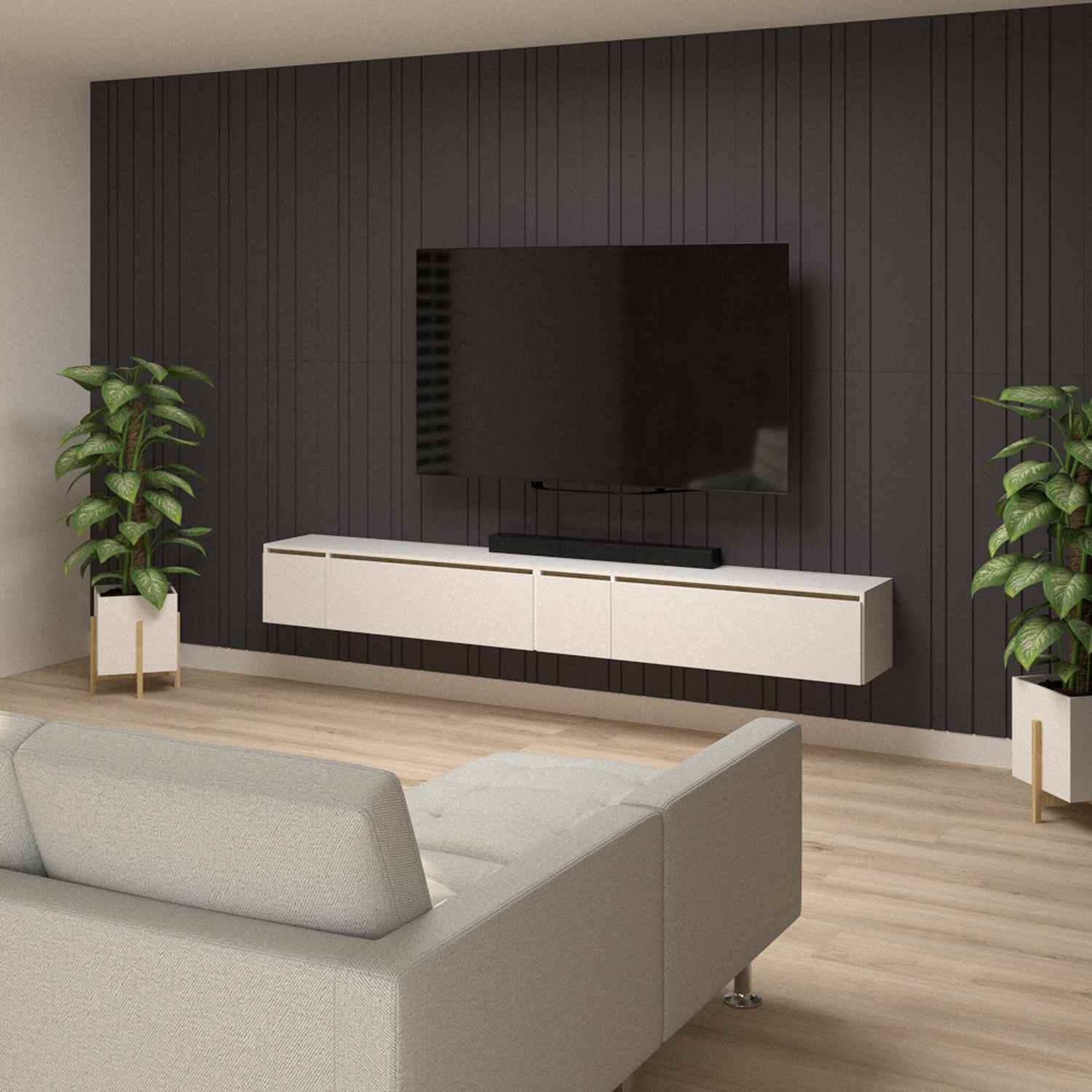 Panel Ranurado X 2 60 cm Plomo Decorativo - Paneles de Pared | Bylmo