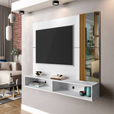 Panel Titan Blanco y Almendra 180 cm con Espejos - Muebles para TV | Bylmo
