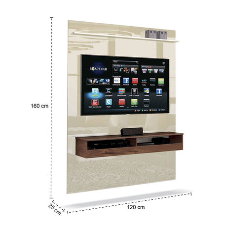 Panel de TV Torino Blanco Apagado y Blanco Natural 120x160cm Para TV Hasta 50 Pulgadas sin Cajones - Muebles para TV | Bylmo